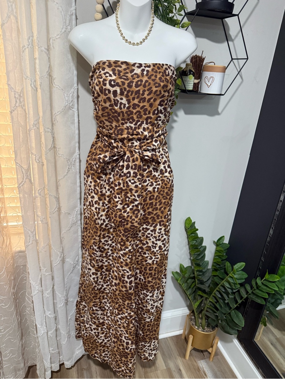 American Eagle Outfitters Strapless Leopard Print Maxi Dress - Brown/Tan